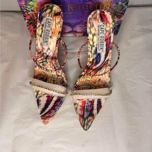 Cape Robbin Vibrant Multicolor Heels with Rhinestone Strap